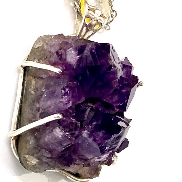 AMETHYST GEODE PENDANT STERLING SILVER LOOP PENDANT - Picture 1 of 7